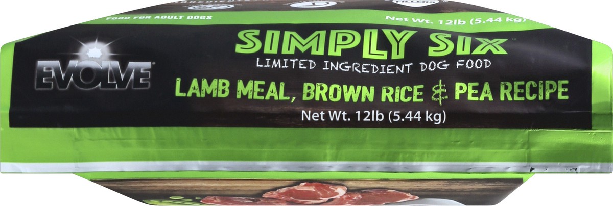 slide 5 of 6, Evolve Simply Six Lamb Meal, Brown Rice & Pea Recipe Dog Food, 12 lb