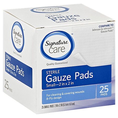 slide 1 of 1, Signature Care Gauze Pads Sterile Small, 25 ct