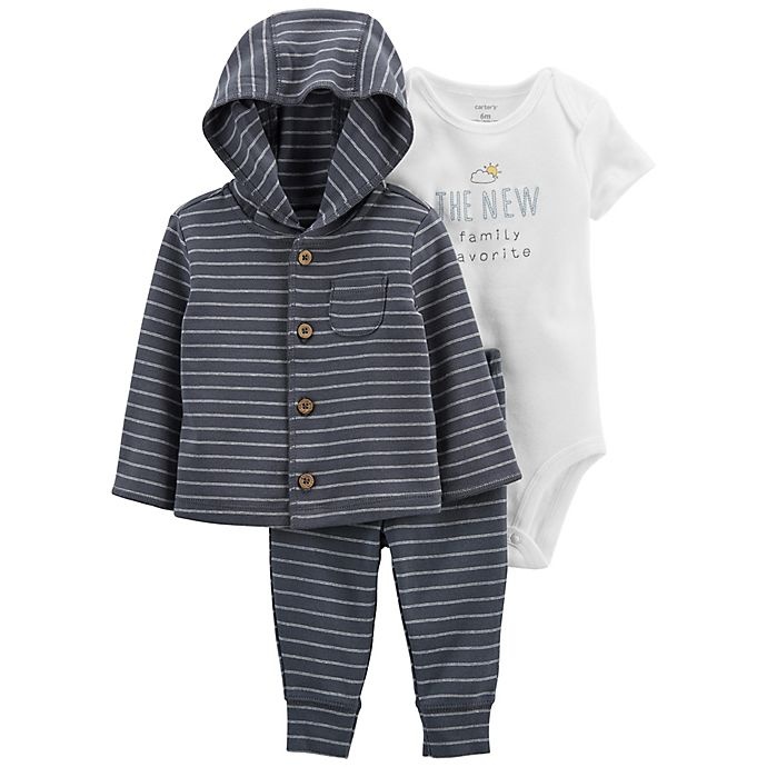 slide 1 of 1, carter's Preemie Stripe Little Cardigan Set - Navy, 3 ct