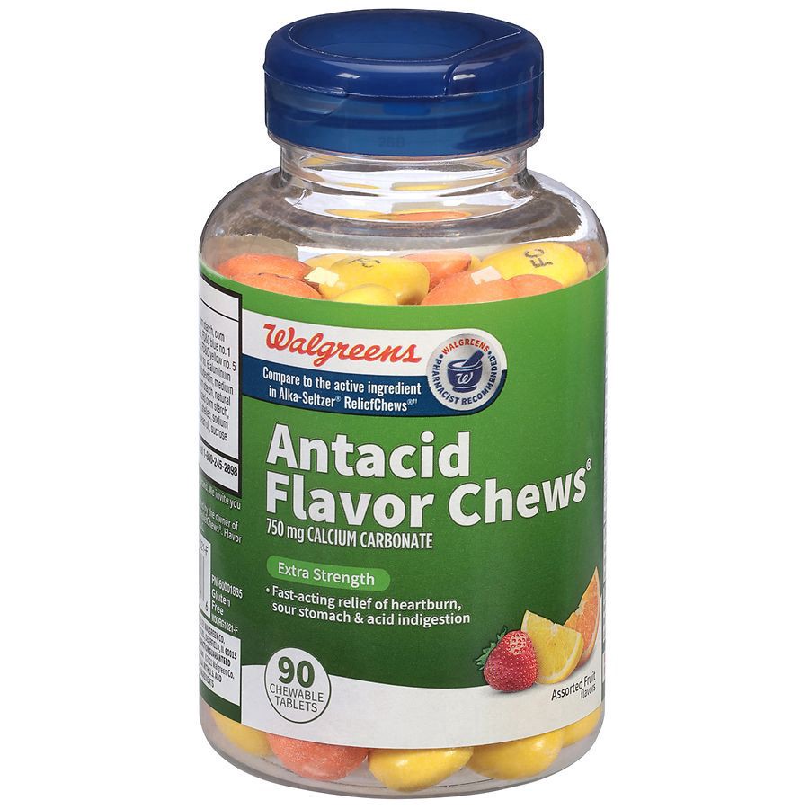 slide 2 of 5, Walgreens Extra Strength Antacid Flavor Chews Fruit, 90 ct