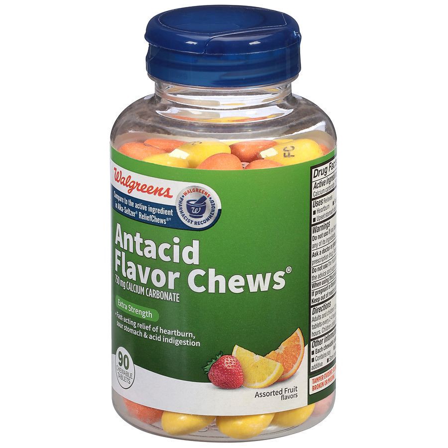 slide 3 of 5, Walgreens Extra Strength Antacid Flavor Chews Fruit, 90 ct