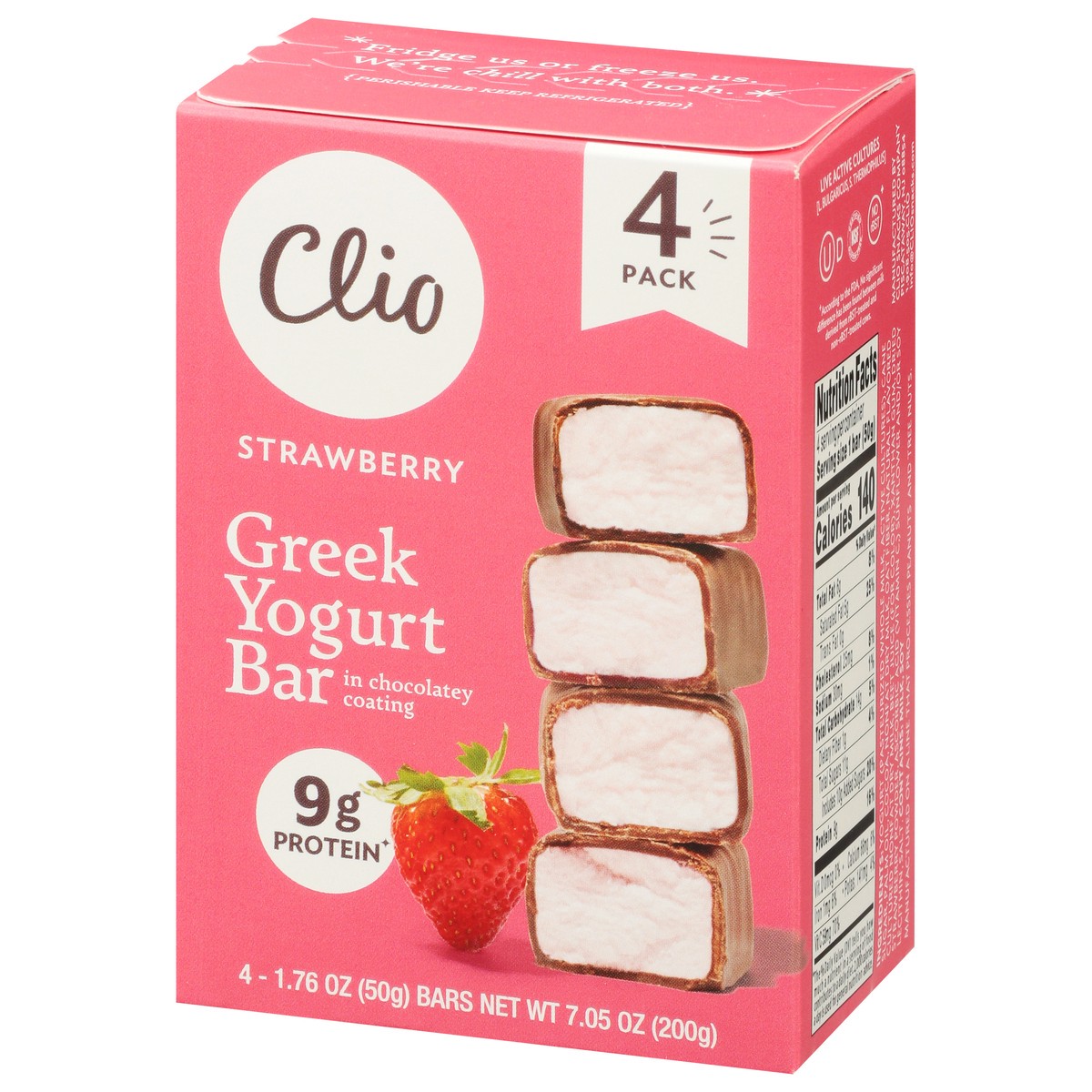 slide 2 of 9, Clio Yogurt Bars, Greek, Strawberry, 4 Pack, 7.04 oz