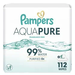 Pampers Aqua Pure Sensitive Baby Wipes 2X Pop-Top 112 Count