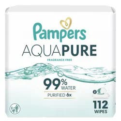 Pampers Aqua Pure Sensitive Baby Wipes 2X Pop-Top 112 Count
