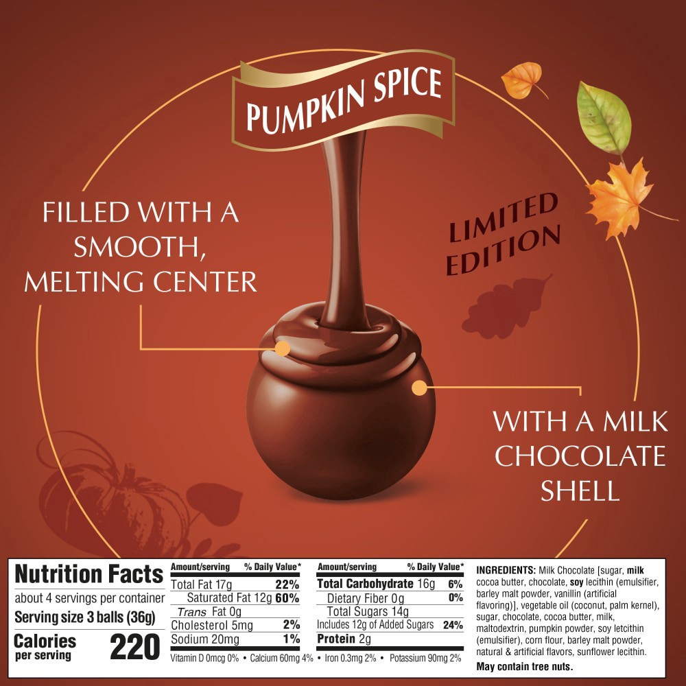 slide 2 of 6, Lindt Lindor Pumpkin Spice Milk Chocolate Truffles, 5.1 oz