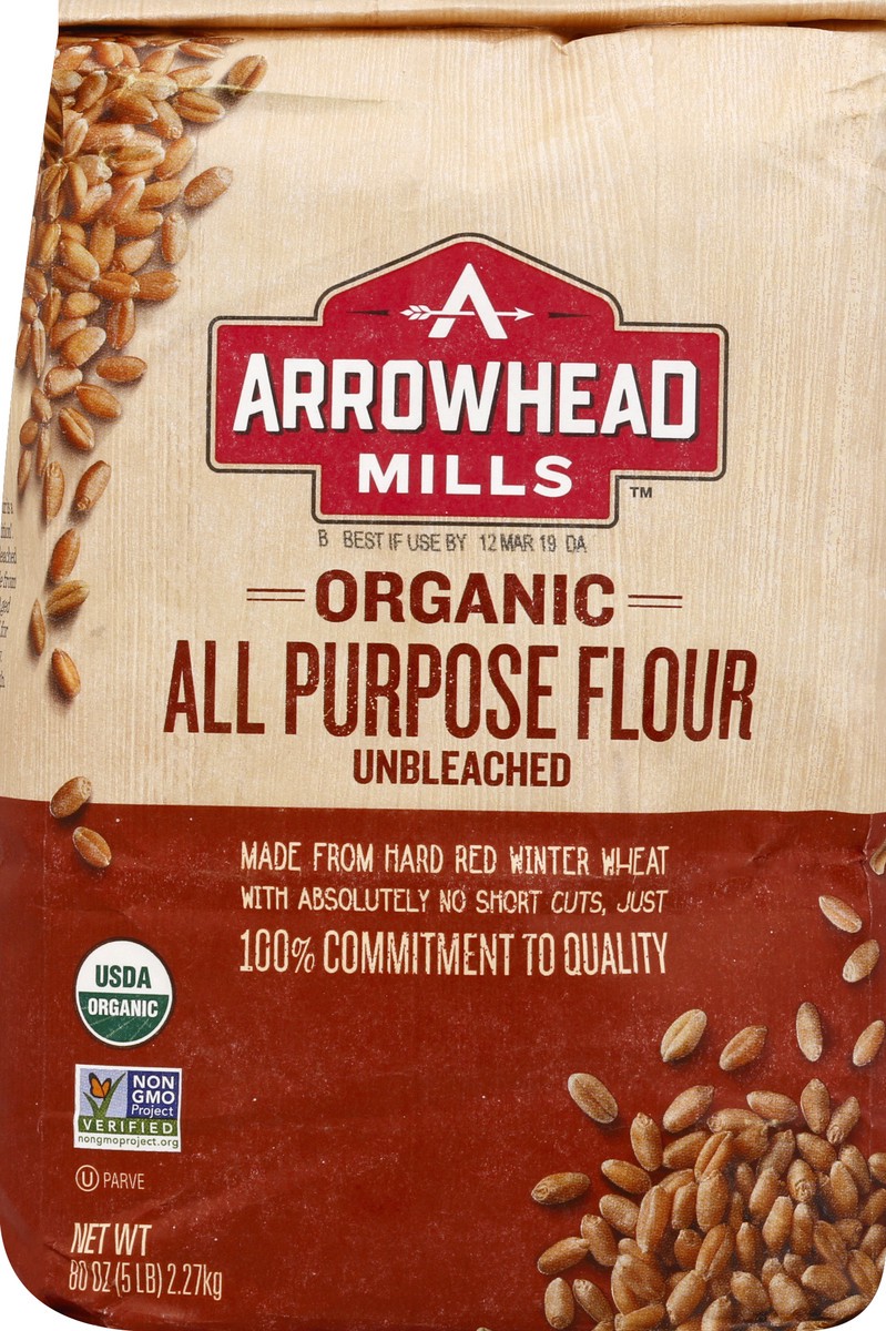 slide 4 of 4, Arrowhead Mills Organic Unbleached White Flour, 5 lb