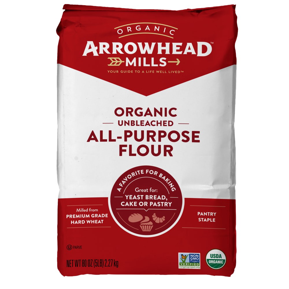 slide 1 of 4, Arrowhead Mills Organic Unbleached White Flour, 5 lb