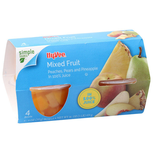 slide 1 of 1, Hy-vee Mixed Fruit Peaches, Pears And Pineapple In 100% Juice, 16 oz