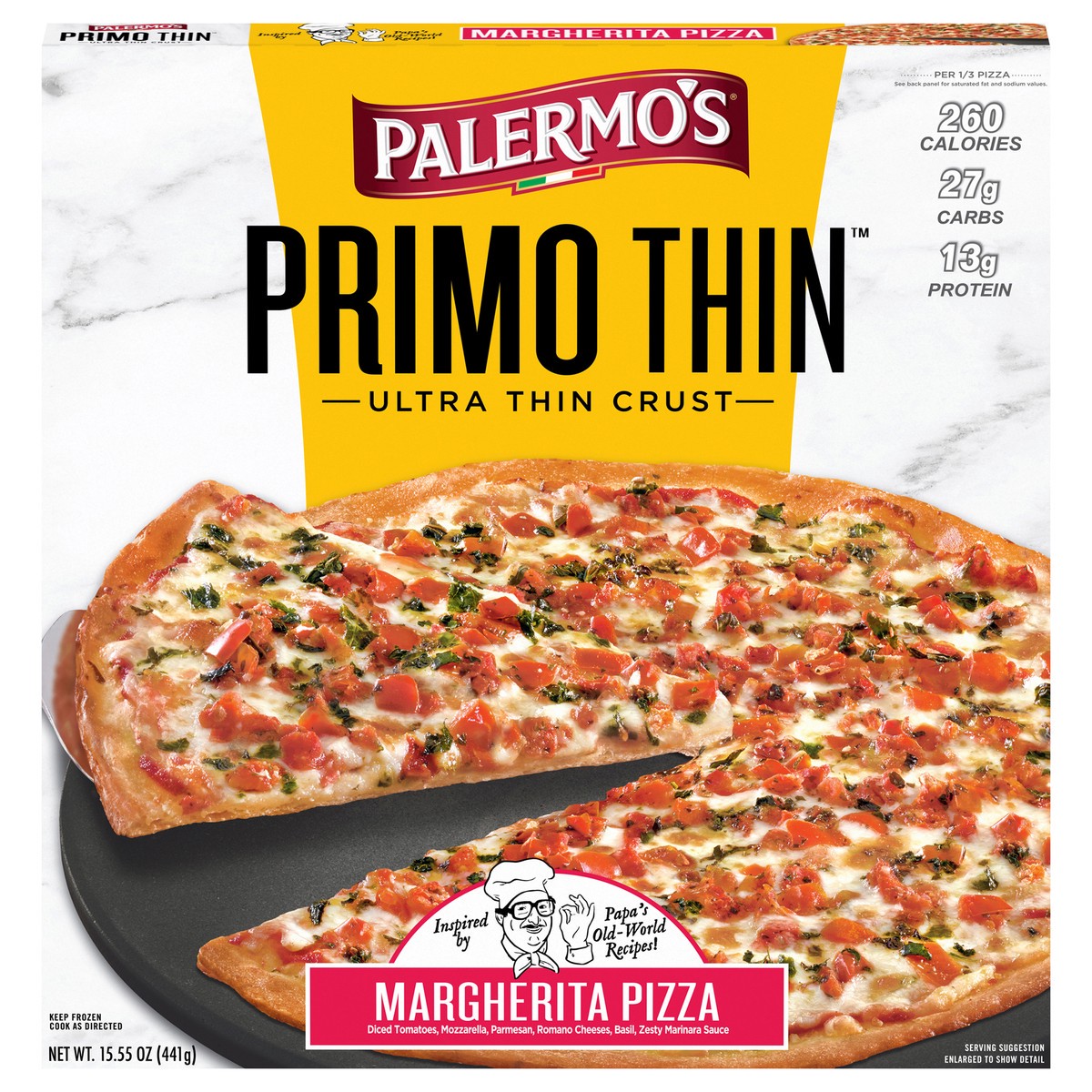 slide 1 of 10, Palermo's Primo Thin Ultra Thin Crust Margherita Pizza 15.55 oz, 15.55 oz