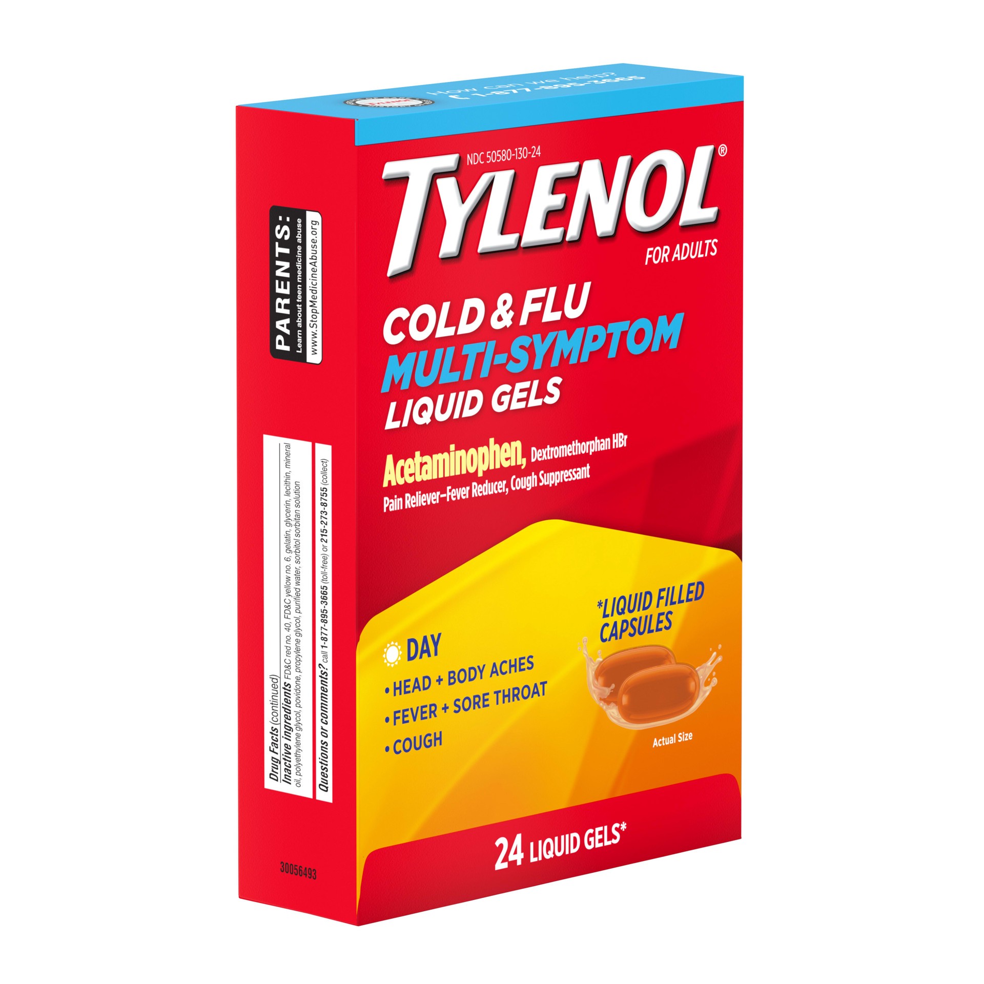 slide 5 of 6, Tylenol Multi-Symptom Cold Flu Liq Gel Day, 24 ct