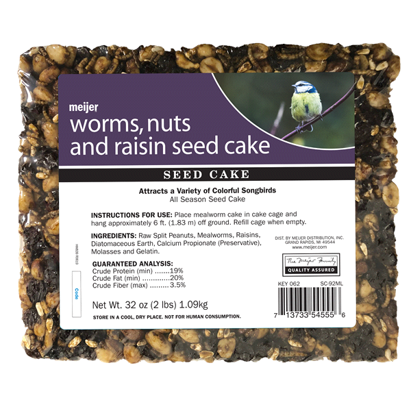 slide 1 of 1, Meijer Worms Nuts & Raisins Seed Cake, 32 oz