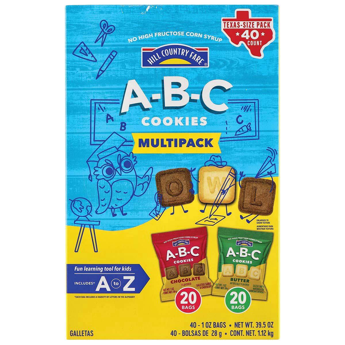 slide 1 of 1, Hill Country Fare A-B-C Cookies Multipack 1 oz Bags, 40 ct