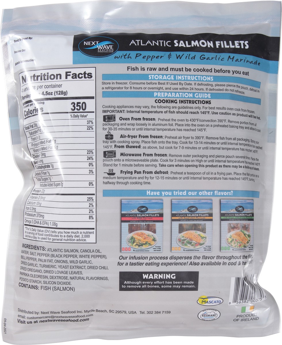 slide 8 of 13, Next Wave Seafood Atlantic Salmon Fillets with Pepper & Wild Garlic Marinade 4 Portions, 4 ct