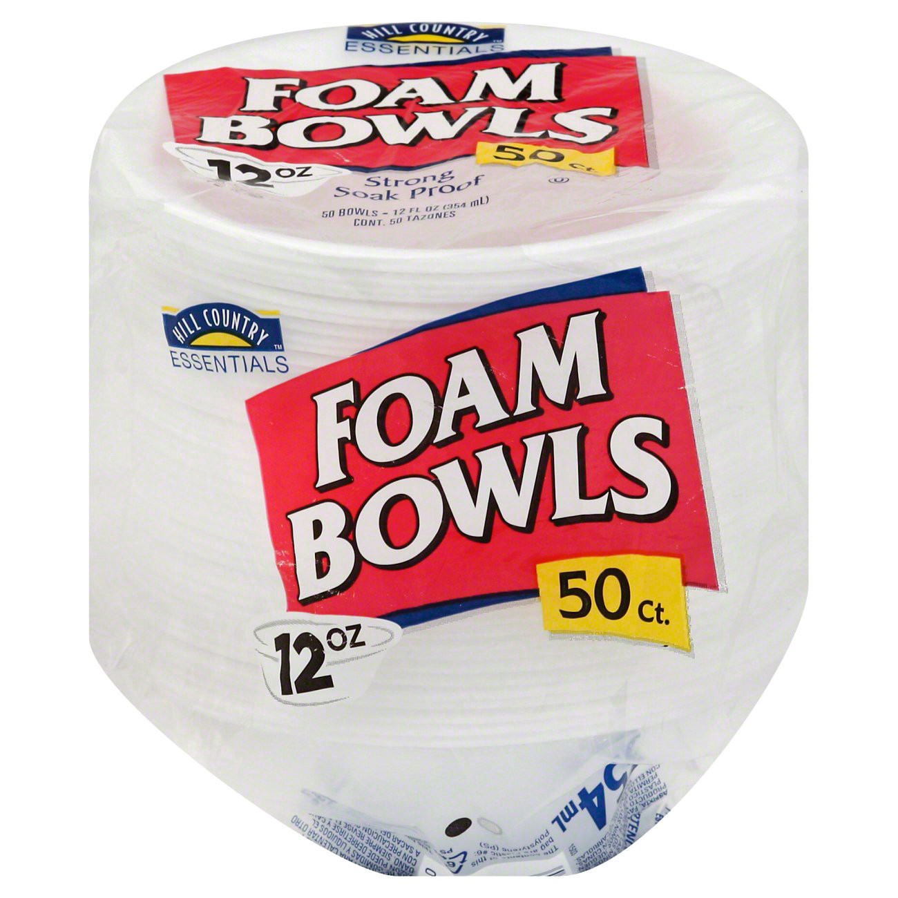 slide 1 of 1, Hill Country Fare Everyday Foam Bowls 50 CT, 12 oz