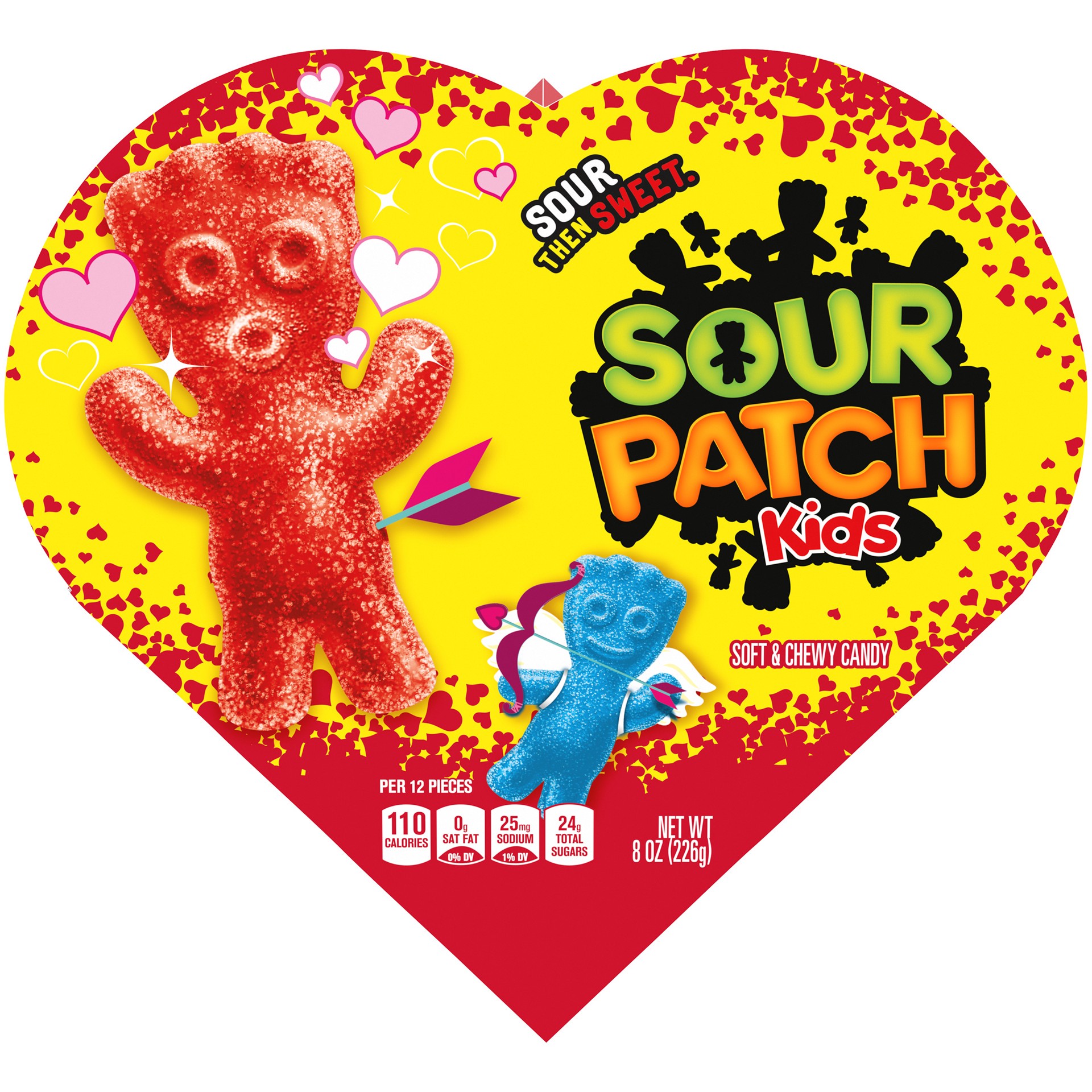 slide 1 of 9, SOUR PATCH KIDS Valentine Candy, 6.8 oz Heart Boxes (2 Bags Per Box), 0.5 lb