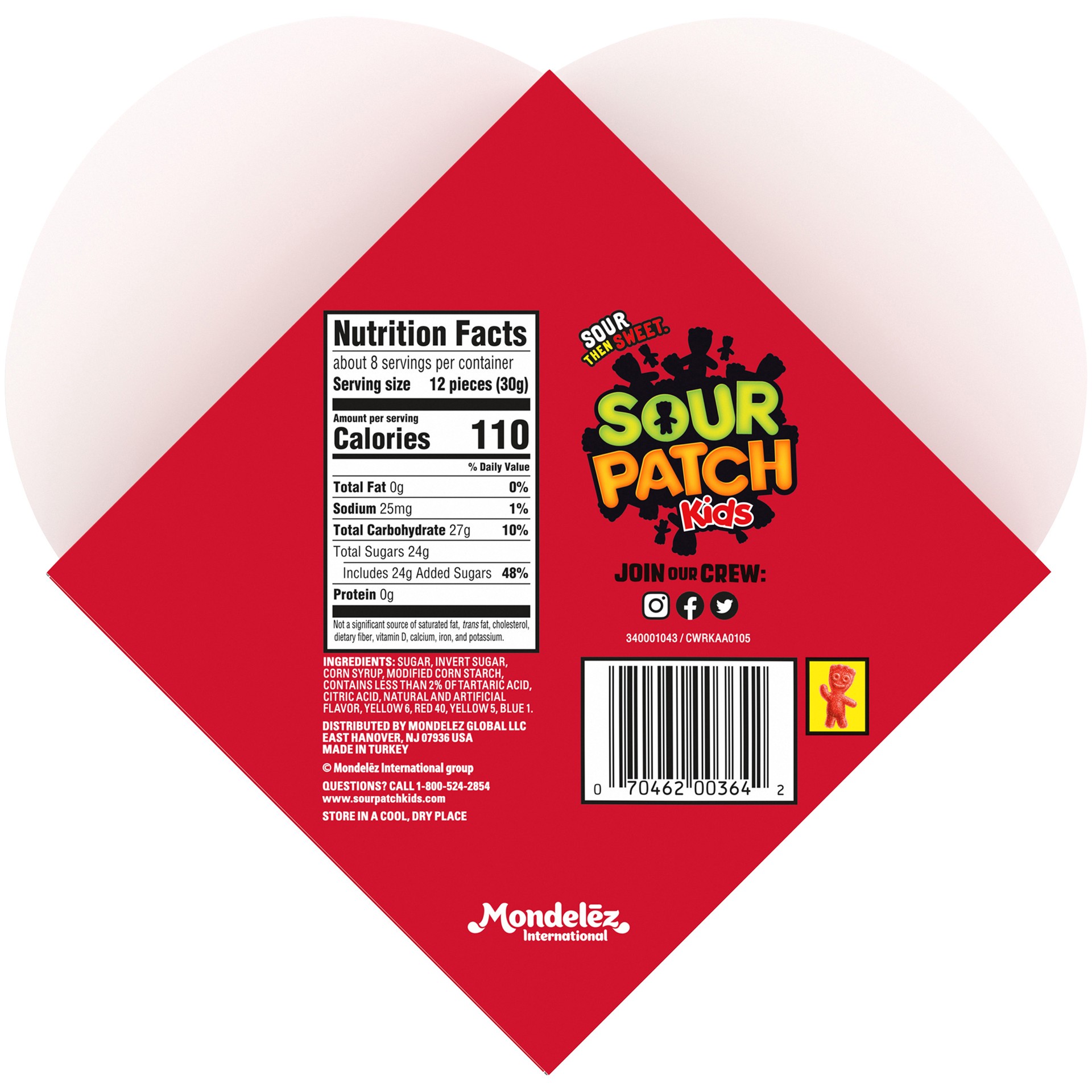 slide 3 of 9, SOUR PATCH KIDS Valentine Candy, 6.8 oz Heart Boxes (2 Bags Per Box), 0.5 lb