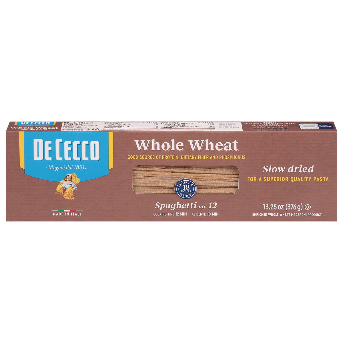 slide 3 of 13, De Cecco Slow Dried Whole Wheat Spaghetti 13.25 oz, 13.25 oz