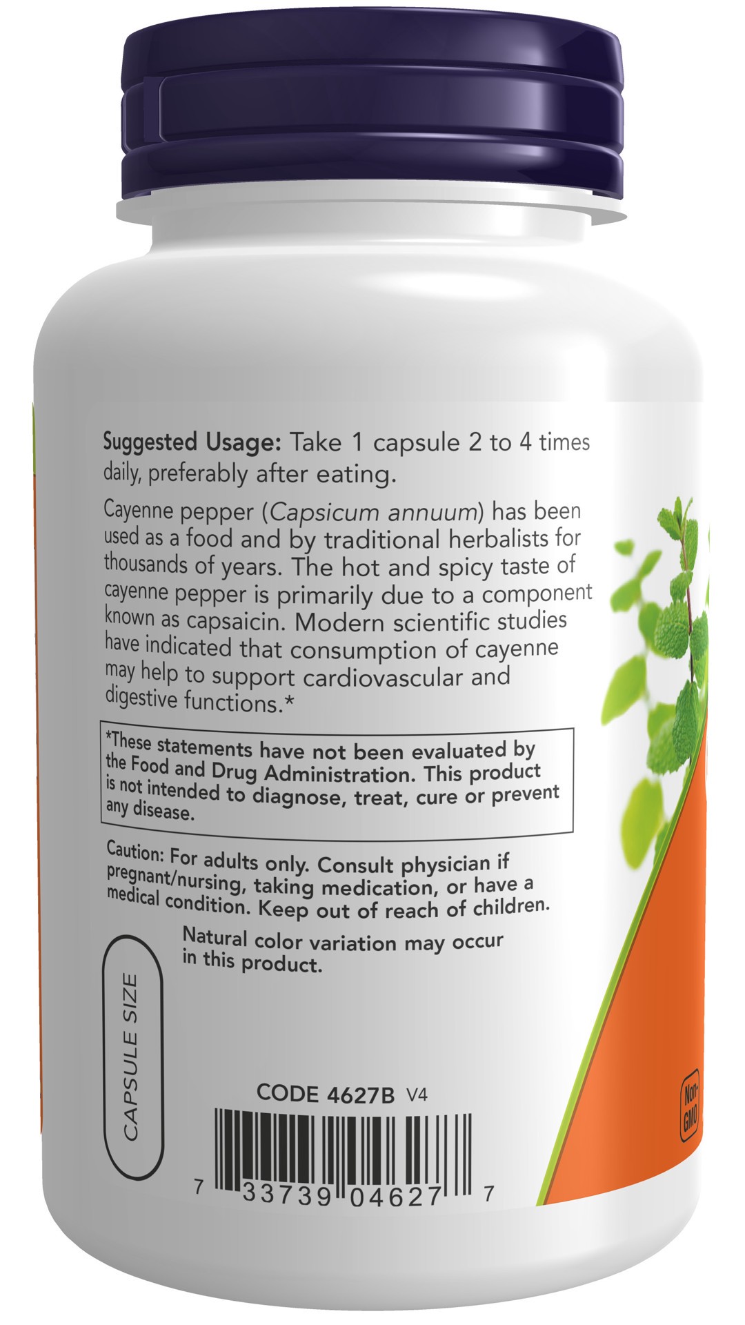 slide 2 of 4, NOW Cayenne 500 mg - 250 Veg Capsules, 250 ct