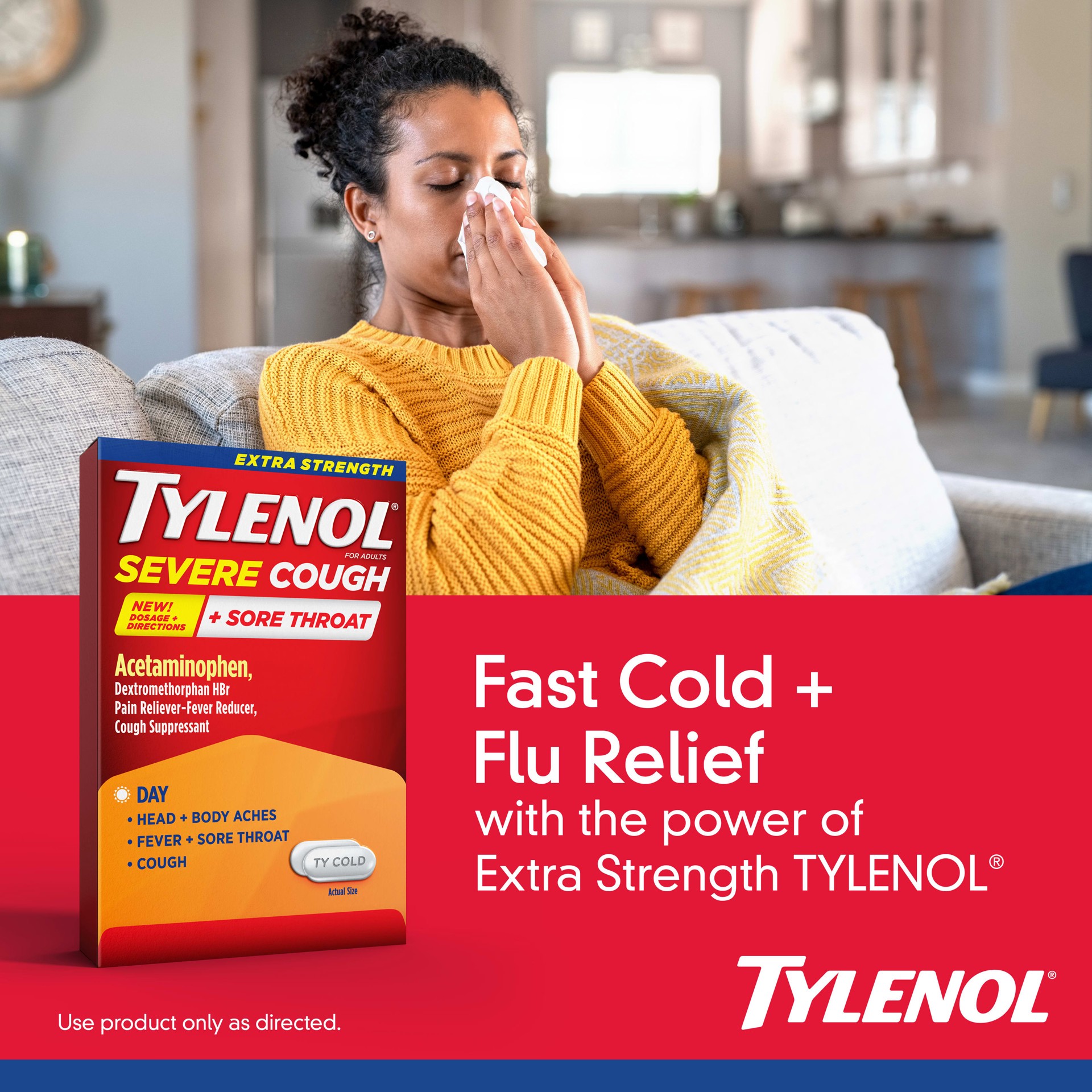 slide 5 of 9, Tylenol Extra Strength Cough Sore Throat Day, 24 ct