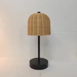 ROOM & RETREAT RECHARGEABLE LAMP RATTAN BLACK