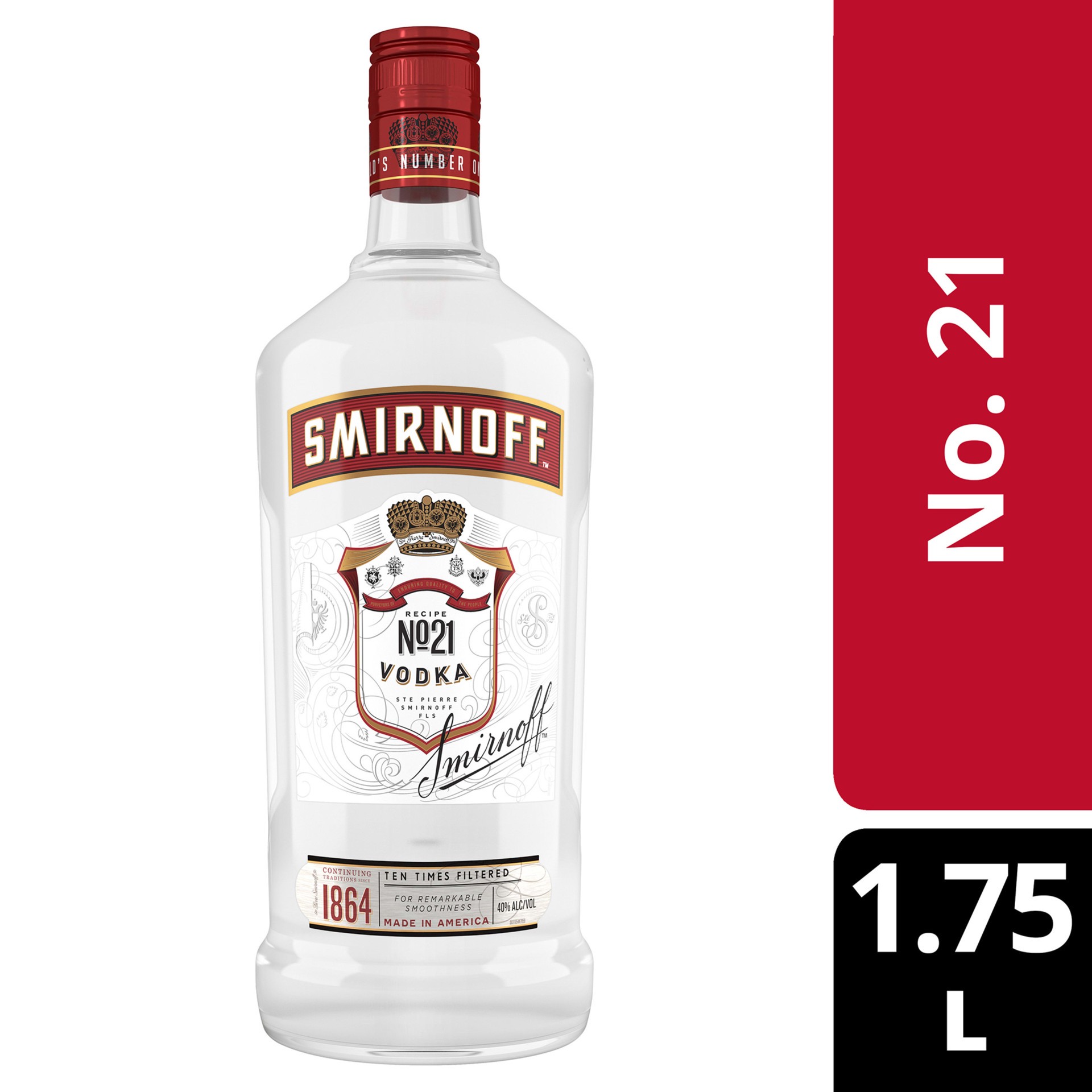 slide 1 of 1, Smirnoff No. 21 80 Proof Vodka, 1.75 L, 1.75 liter