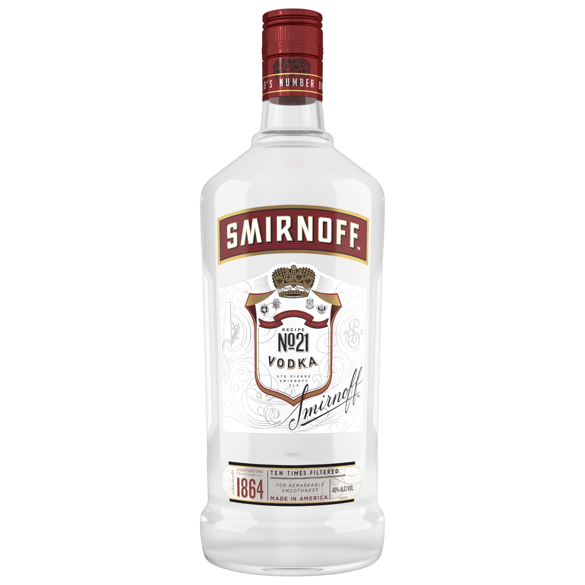 slide 1 of 5, Smirnoff No. 21 80 Proof Vodka, 1.75 L Glass Bottle, 1.75 liter