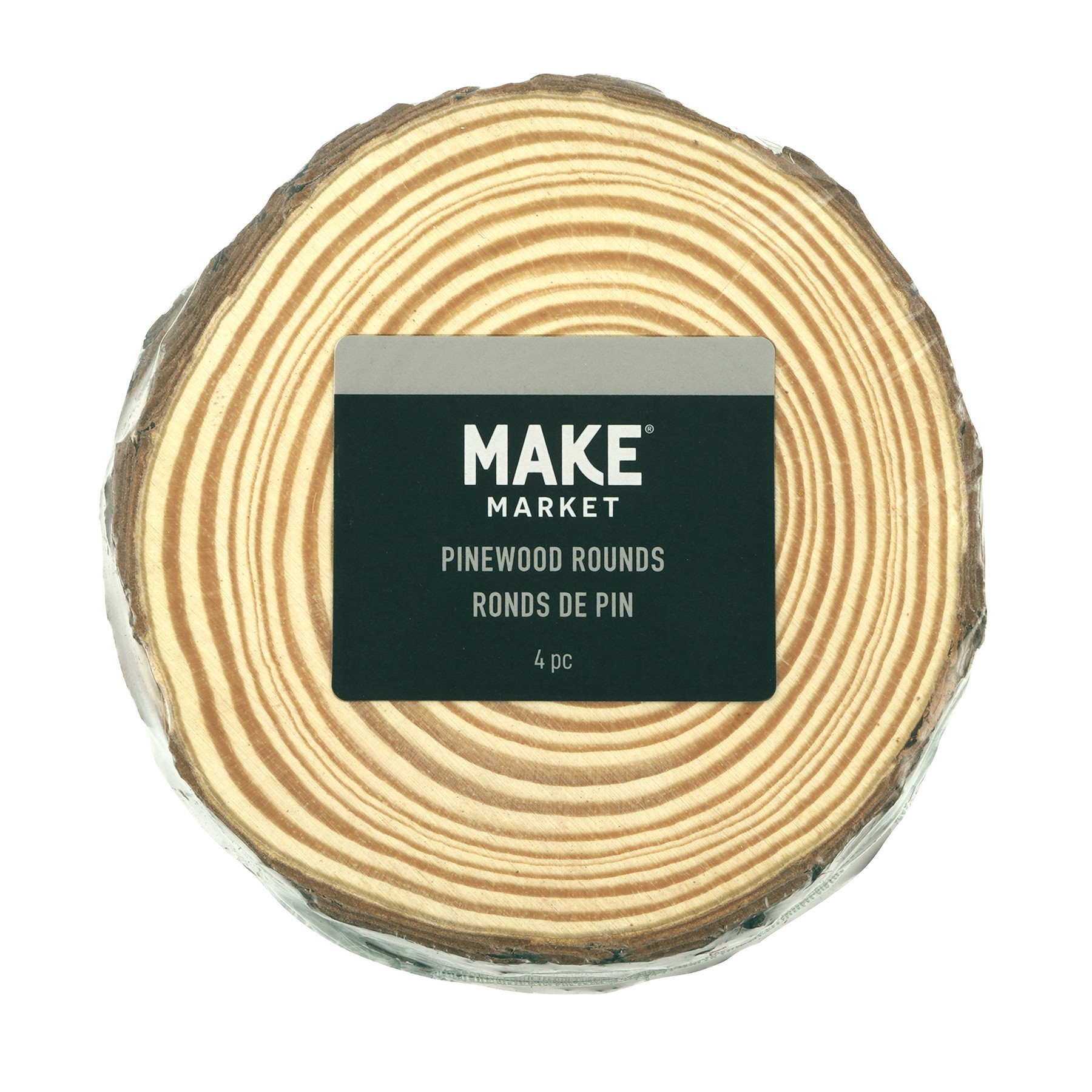 slide 3 of 3, 3.875" Pinewood Slices, 4ct. By Make Market, 4 ct