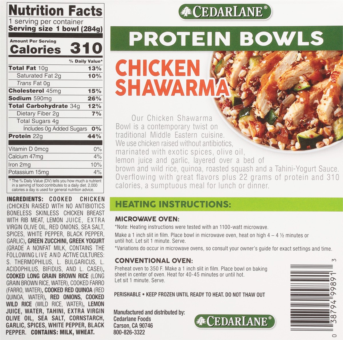 slide 4 of 11, Cedarlane Chicken Shawarma Protein Bowls 10 oz, 10 oz