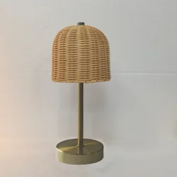 ROOM & RETREAT RECHARGEABLE LAMP RATTAN BRASS