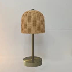 ROOM & RETREAT RECHARGEABLE LAMP RATTAN BRASS