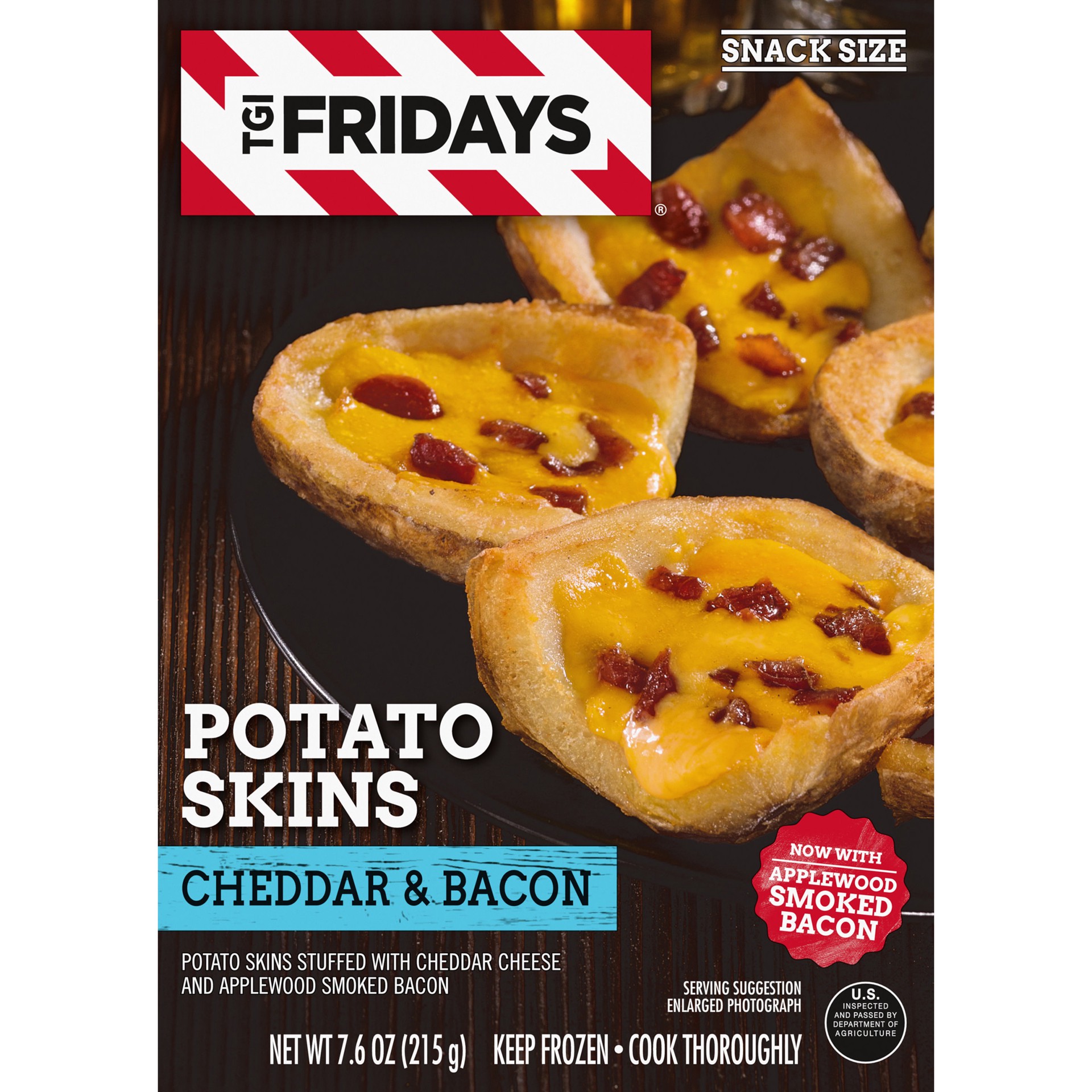 slide 4 of 5, TGI Fridays Cheddar & Bacon Potato Skins Frozen Snacks, 7.6 oz