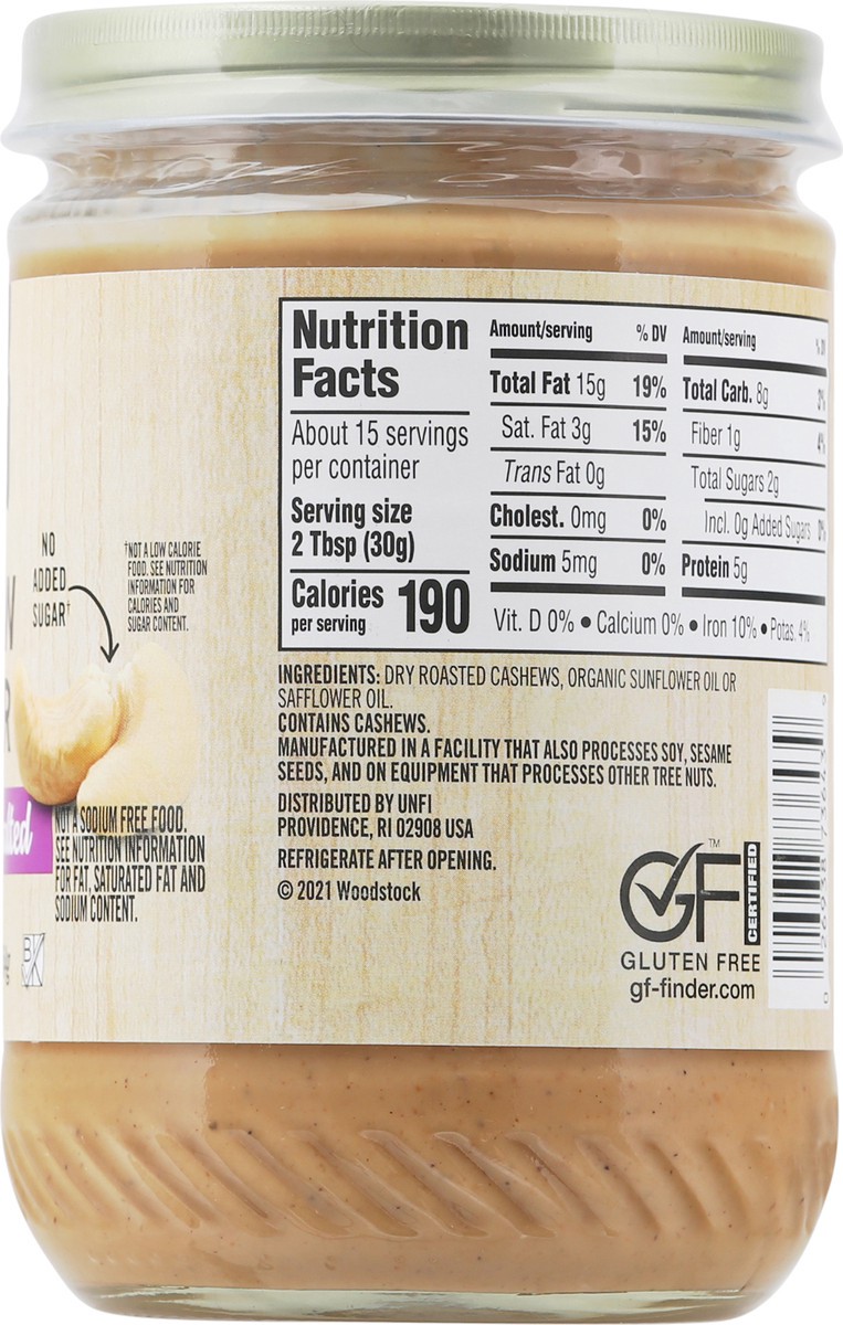 slide 2 of 9, Woodstock Smooth & Unsalted Cashew Butter 16 oz, 16 oz