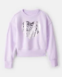 Oshkosh Girls DayDream Fleece Disco Heart Pullover Sweatshirt - Purple Lavender 4