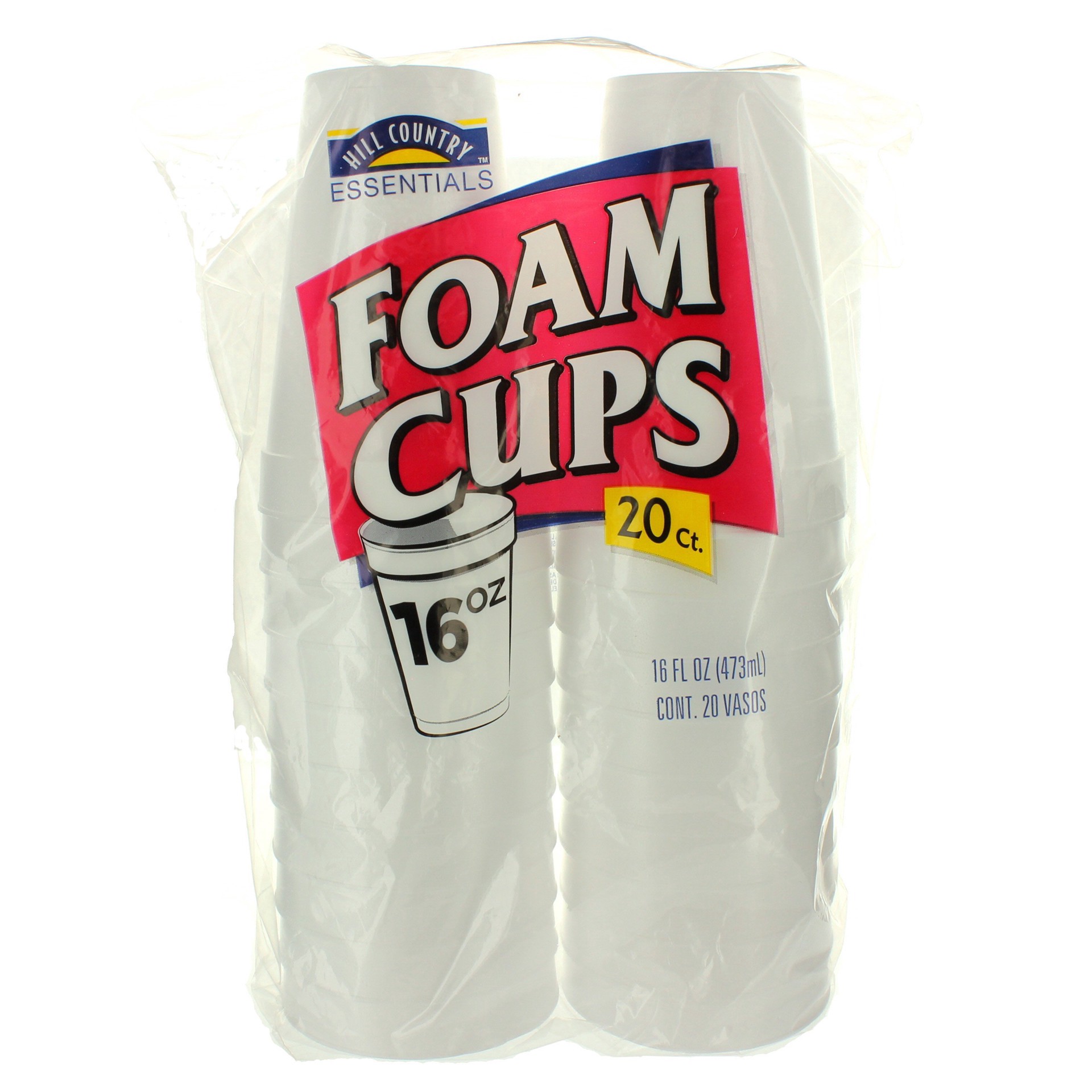 slide 1 of 1, Hill Country Fare 16 oz Foam Cups, 20 ct