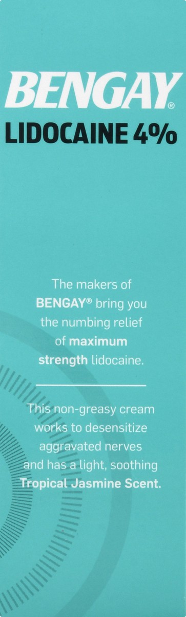 slide 2 of 9, BENGAY Non-Greasy Pain Relief Lidocaine Cream, Tropical Jasmine, 3 oz, 3 oz