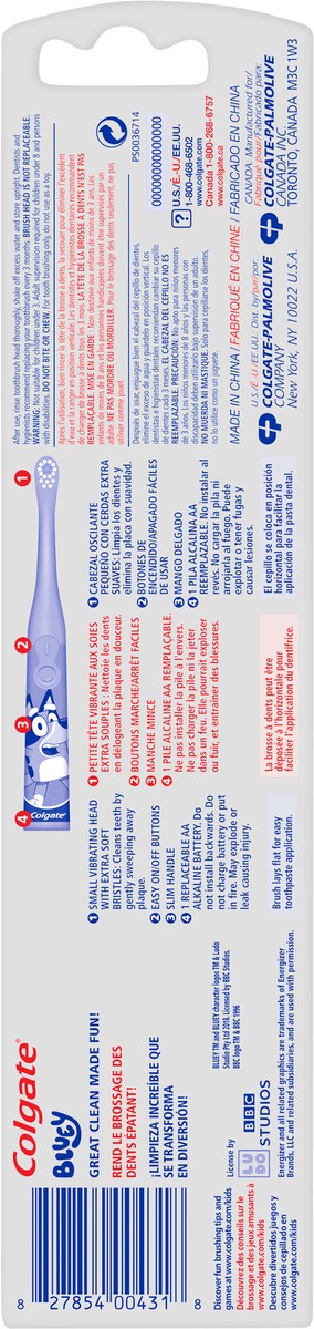 slide 5 of 6, Colgate Kids Bluey Powered Vibrating Toothbrush, 1 ct