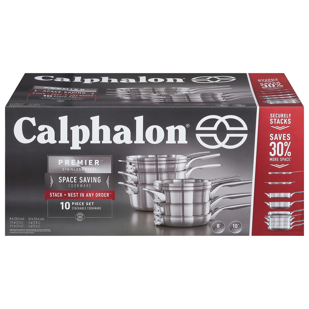 slide 2 of 11, Calphalon Premier 10 Piece Space Saving Stainless Steel Cookware Set 10 piece 1 ea, 10 ct