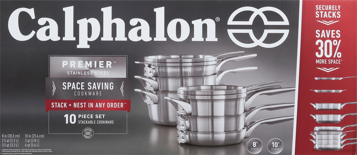 slide 4 of 11, Calphalon Premier 10 Piece Space Saving Stainless Steel Cookware Set 10 piece 1 ea, 10 ct