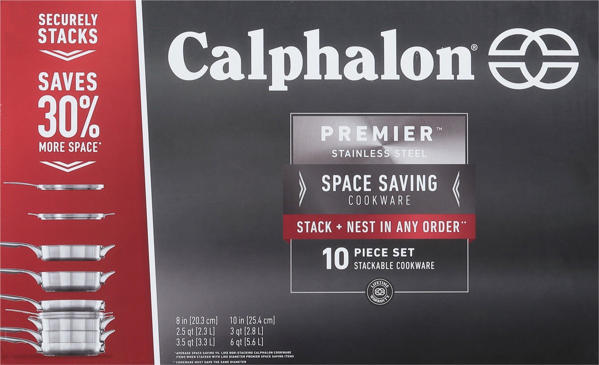 slide 5 of 11, Calphalon Premier 10 Piece Space Saving Stainless Steel Cookware Set 10 piece 1 ea, 10 ct