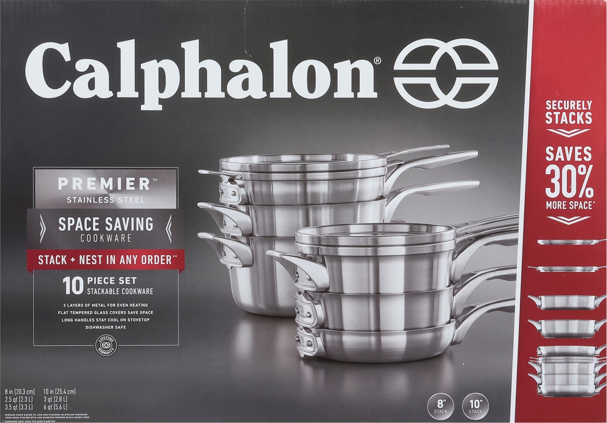 slide 7 of 11, Calphalon Premier 10 Piece Space Saving Stainless Steel Cookware Set 10 piece 1 ea, 10 ct