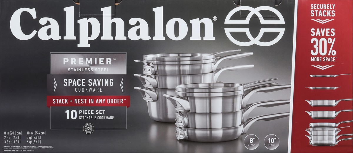 slide 11 of 11, Calphalon Premier 10 Piece Space Saving Stainless Steel Cookware Set 10 piece 1 ea, 10 ct