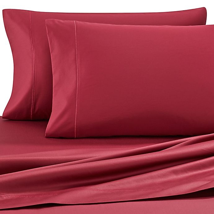 slide 1 of 9, Wamsutta Pima500-Thread-Count Full Sheet Set - Burgundy, 1 ct