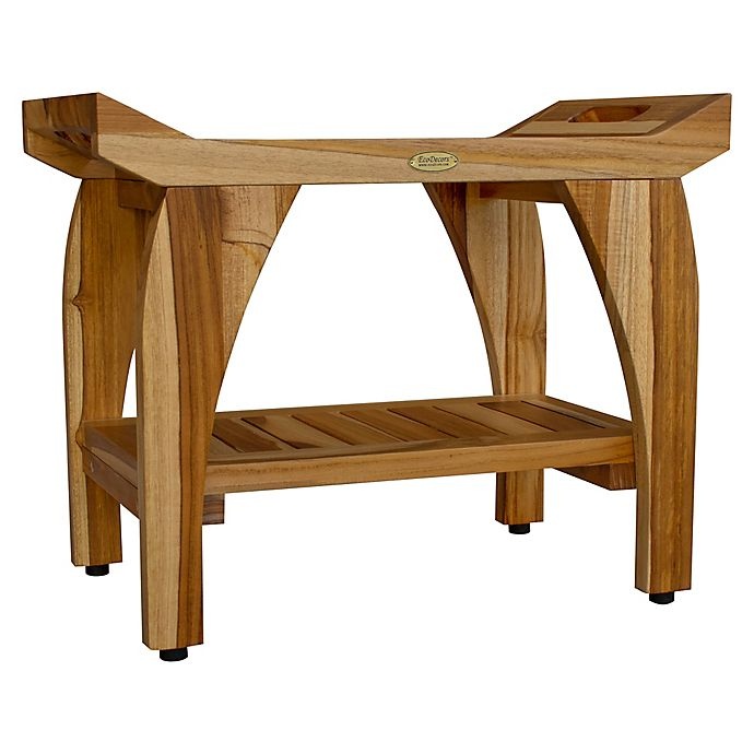 slide 12 of 14, EcoDecors EarthyTeak Tranquility Bench with Shelf, 24 in