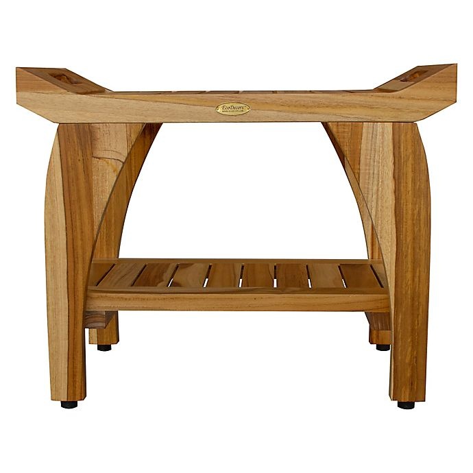 slide 13 of 14, EcoDecors EarthyTeak Tranquility Bench with Shelf, 24 in