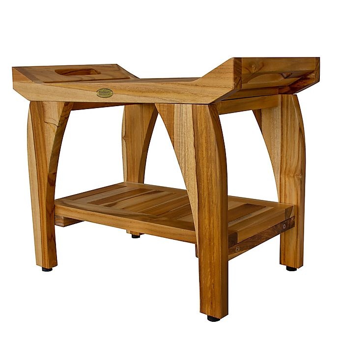 slide 14 of 14, EcoDecors EarthyTeak Tranquility Bench with Shelf, 24 in