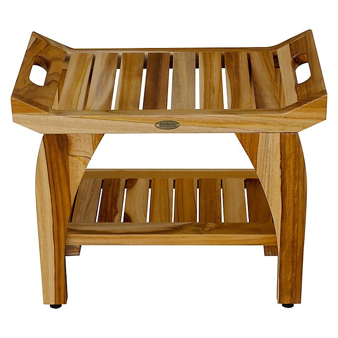 slide 5 of 14, EcoDecors EarthyTeak Tranquility Bench with Shelf, 24 in