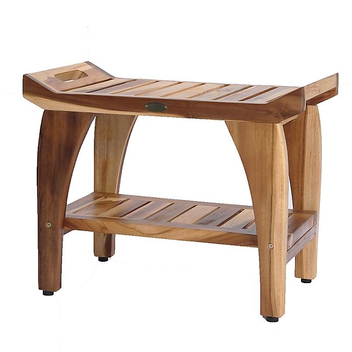 slide 1 of 14, EcoDecors EarthyTeak Tranquility Bench with Shelf, 24 in