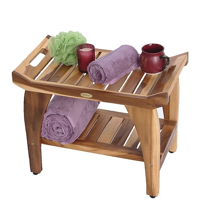 slide 7 of 14, EcoDecors EarthyTeak Tranquility Bench with Shelf, 24 in