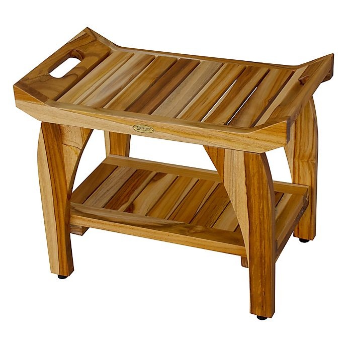 slide 10 of 14, EcoDecors EarthyTeak Tranquility Bench with Shelf, 24 in