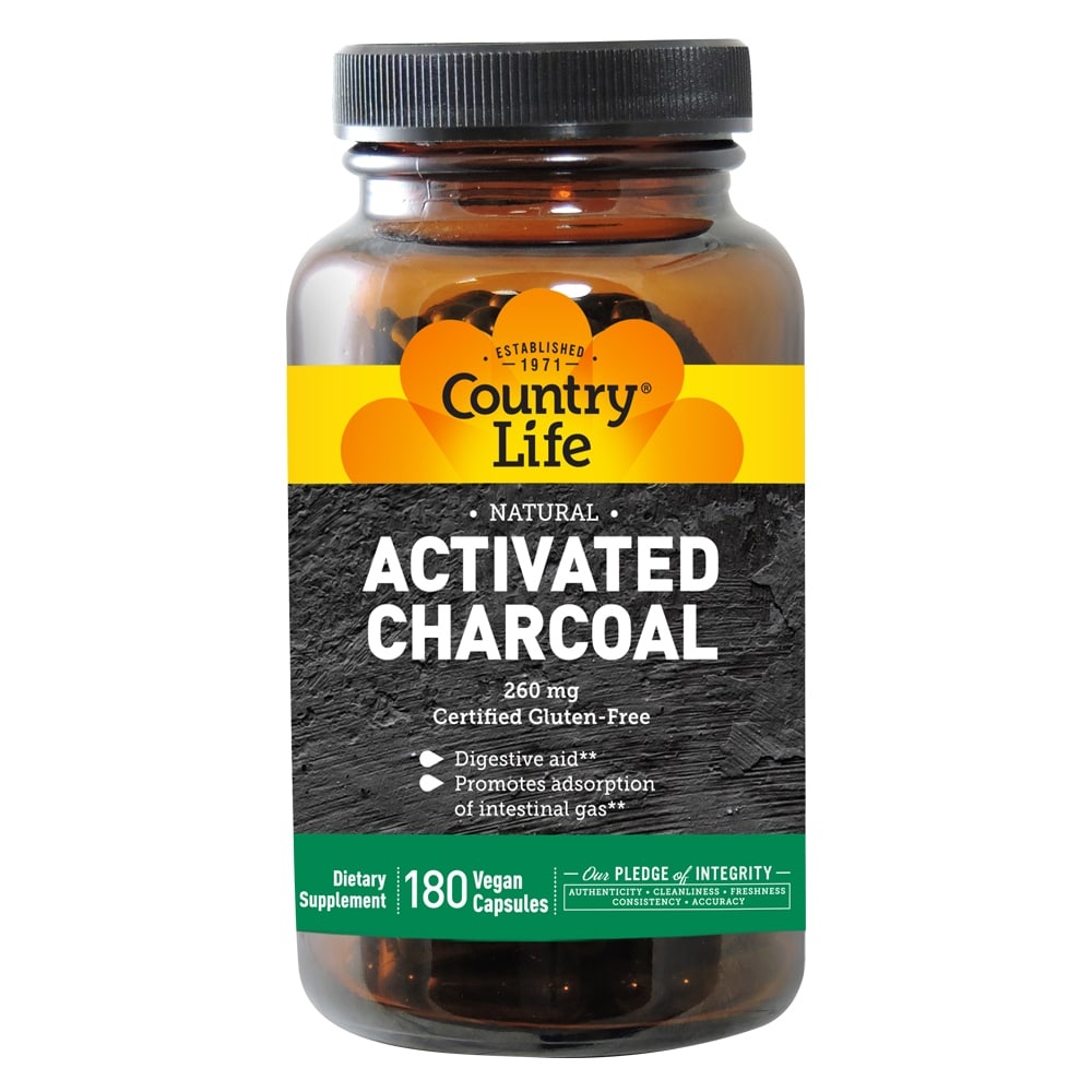 slide 1 of 1, Country Life Activated Charcoal Capsules, 180 ct